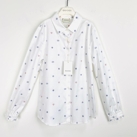 NWT Gucci Kids embroidered cotton-shirt Size 12 - Picture 1 of 16